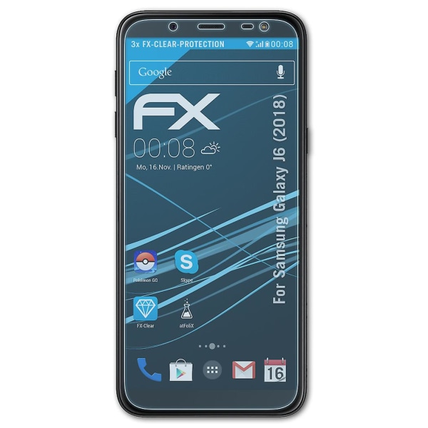 atFoliX 3x skyddsfolie kompatibel med Samsung Galaxy J6 (2018) Displayskyddsfolie klar