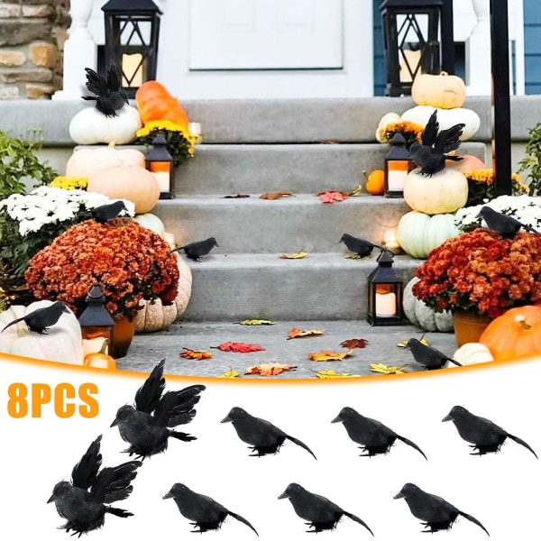 Sesong- og feriedekorasjoner Halloween Black Crow Halloween Garden, Courtyard Decoration Crow Eight Pack