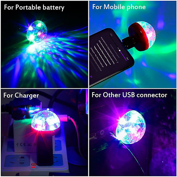 4 stk. USB Partylys Bil Atmosfærisk Lys Disco Lys Hot Field Jump DJ Discokugle Scene Lampe