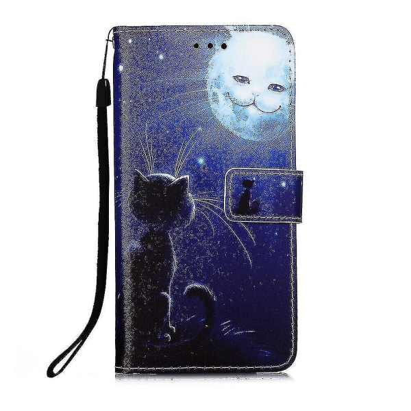 Kompatibel med Samsung Galaxy Note 20 etui Læder Flip Wallet Cover med kortslot holder Kickstand mønster - Cat And Sun