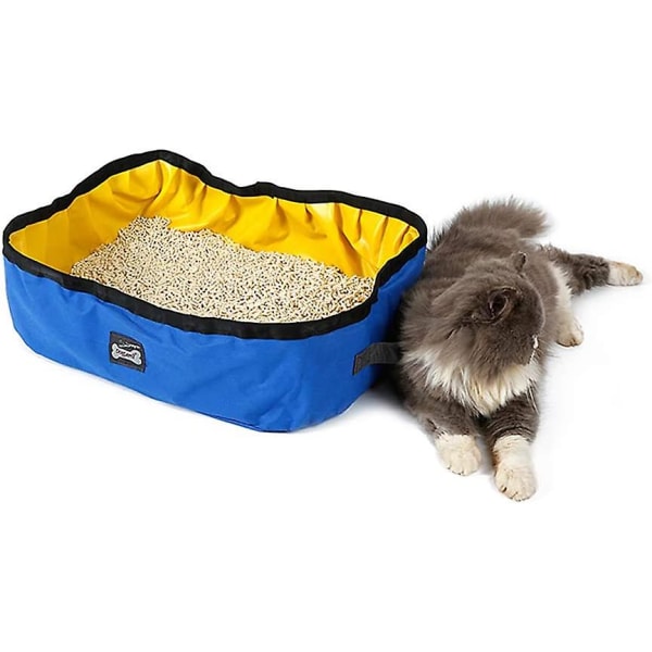 Bærbar kattesøppel Vanntett kattesøppel for reise hjemmebruk (blå)
