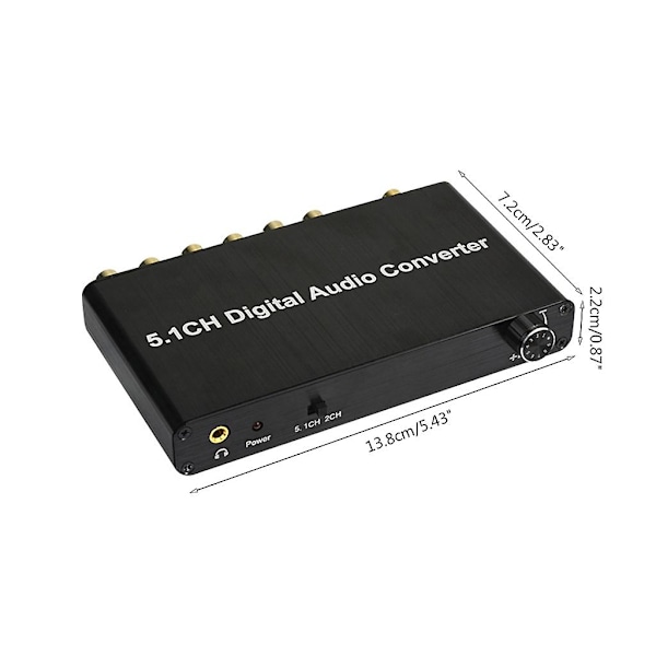 5.1CH Digital Audio Converter Koaksial og SPDIF Optisk til 5.1 Audio Dekoder