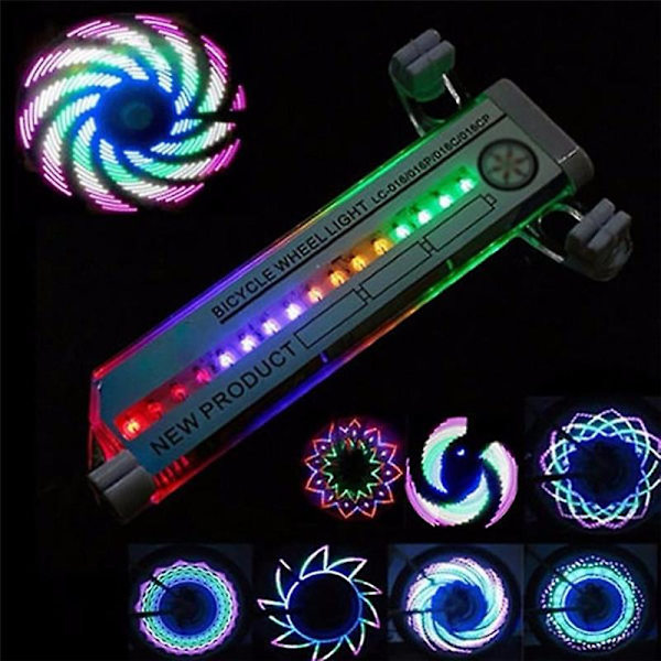 Dobbeltsidige 16 LED Farverige Mountainbike Eger Advarselslys Cykelhjul Lys
