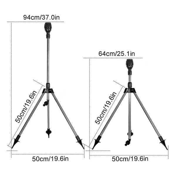 Roterende tripodsprinkler, 360 graders automatisk roterende vannings sprinkler, teleskopisk tripodsprinkler for stort område, hage, hage, La