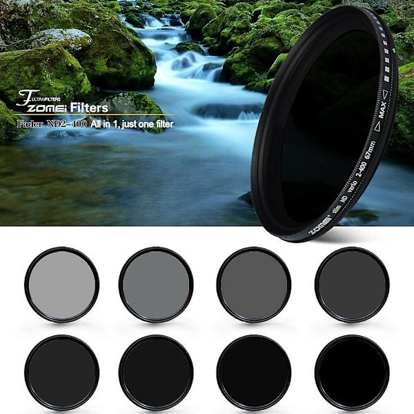 Zomei 55mm Slim Nd2-400 Neutral Density Fader Variable Filter Linser til Kameraer