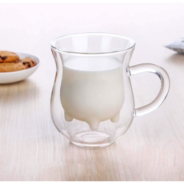 Kreativ dobbelt glas kop mælk kaffe krus gennemsigtig te kop isoleret dobbelt vægget til kolde varme drikke juice med håndtag 300ml jul fødselsdag Val