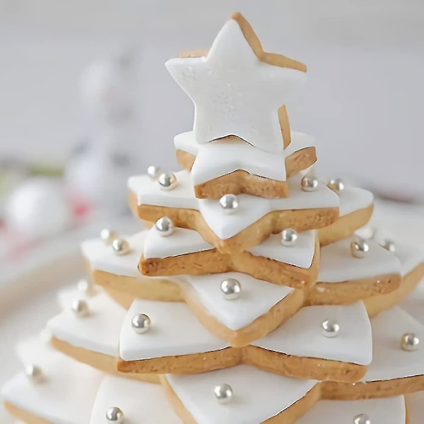Juletrær-formet kakeformsett med stjerneformede kakeformere, juledekorasjon, fondant- og donut-kakeformsett, gave til juletreet, kakepyramide, 12 stk.