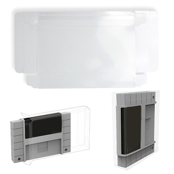 10 st/förpackning Genomskinligt skyddande fodral Transparent spelkassettbox för Snes