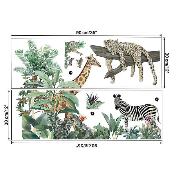 2 st Väggdekaler Giraff Zebra Leopard Väggdekaler Mural Dekaler för Sovrum Vardagsrum Vägg TV