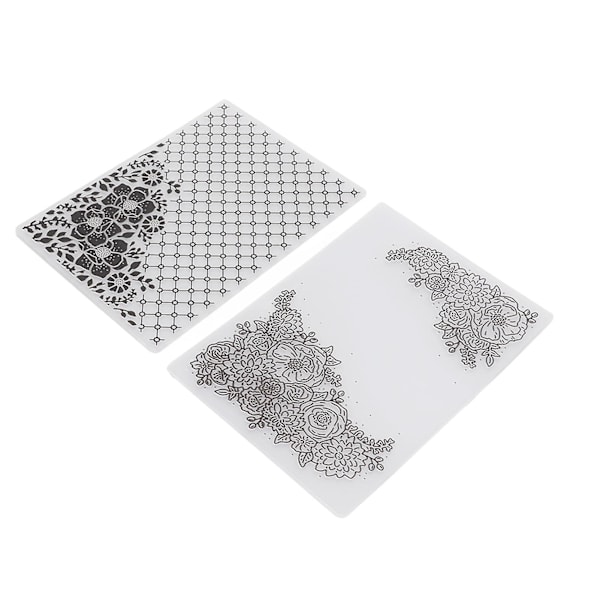 Plastpräglingsmapp Clear Concave Convex Texture DIY Craft Mallar - 2 st för inbjudningar, kuvert, kort