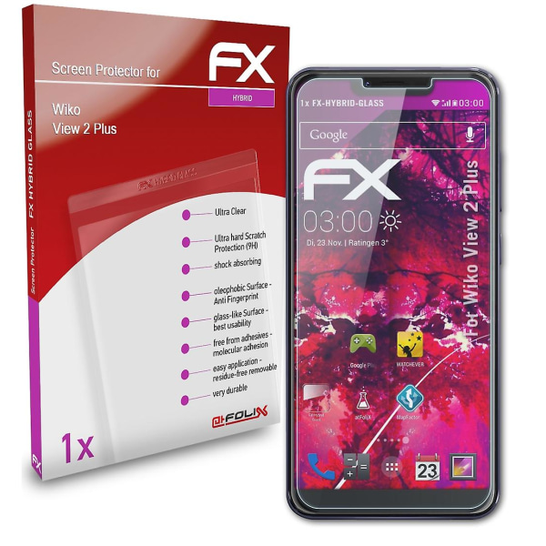 atFoliX Panzerfolie kompatibel mit Wiko View 2 Plus Glasfolie 9H Schutzpanzer