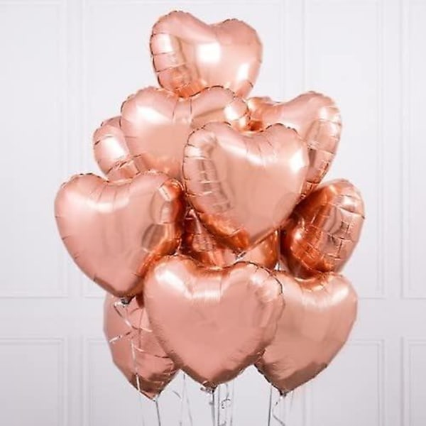 Hjerteballong i rosa gull 50 stk Størrelse 45 cm | Hjerteformet helium oppblåsbar ballong | Dekorasjon f