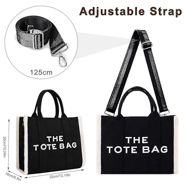Tote Bags Canvas Tote Bag Til Kvinder, Multi Lommer Kvinders Tote Med Lynlås Stor Tote Bag Justerbar Rem The Tote Bag beige