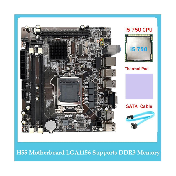H55 bundkort Lga1156 understøtter I3 530 I5 760 serie Cpu Ddr3 hukommelse bundkort+i5 750 Cpu+sata C