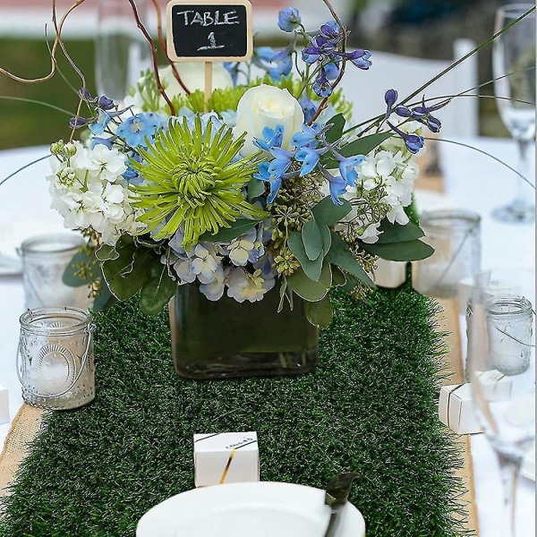 Gressbordløper 12 X 72 tommer, grønn kunstig borddekor for bryllup, bursdagsfest, Banqu