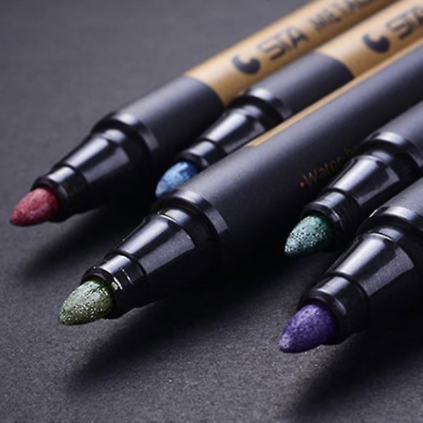 10 färger vattentäta färgmarkörer Metalliska färgpennor Graffitikonst ritmarkörer Outline Pen Set (gratis frakt)