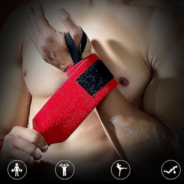 Vægtløftende armbånd Elastisk åndbar håndledsbinding Bandage, rød