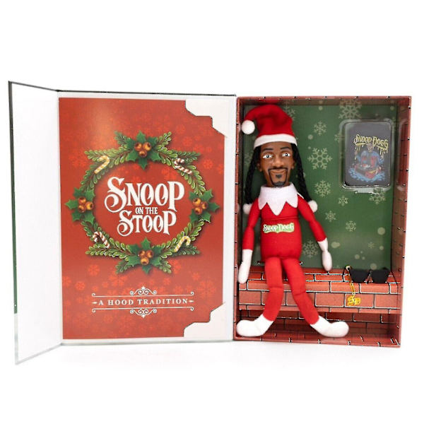 Snoop On The Stoop - Snoop Dogg -nukke Jouluinen Plus-hahmo Koriste Leikkikalulelu Lahja dog with gift box