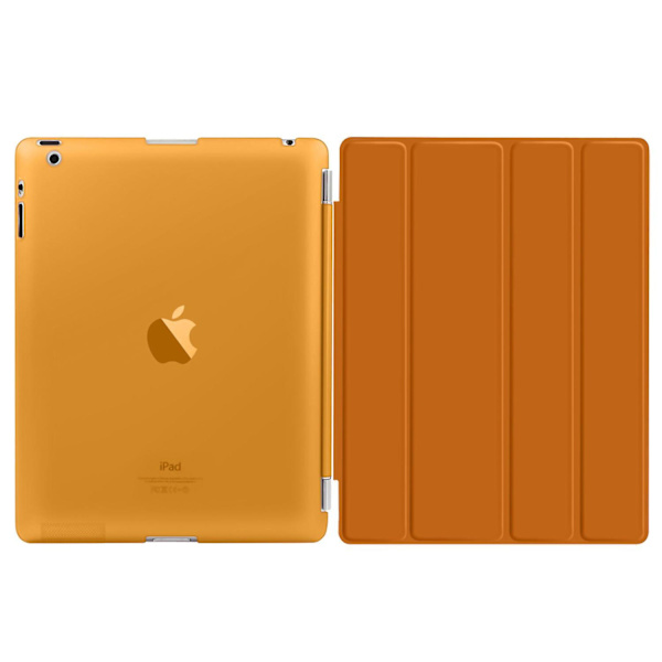 Orange för iPad 4 3 2 Ultra Slim Magnetic PU Läder Smart Cover Hard Back Case