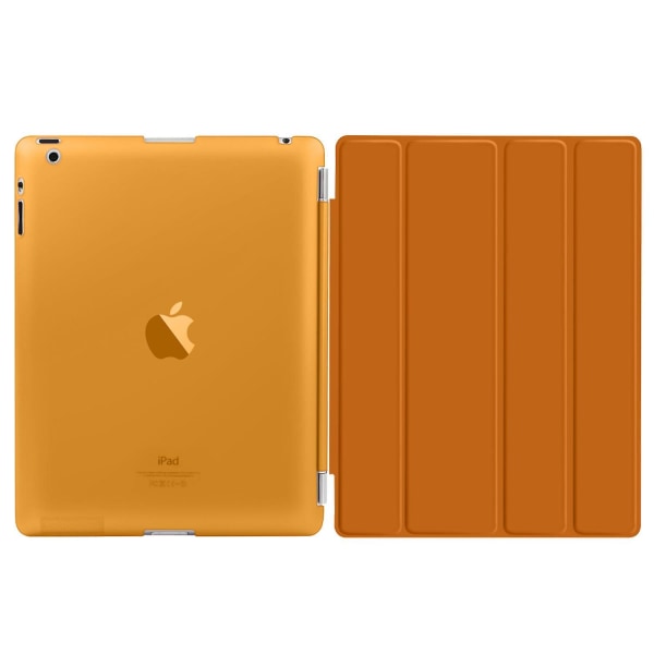Orange For Ipad 4 3 2 Ultra Slim Magnetic Pu Leather Smart Cover Hard Back Case