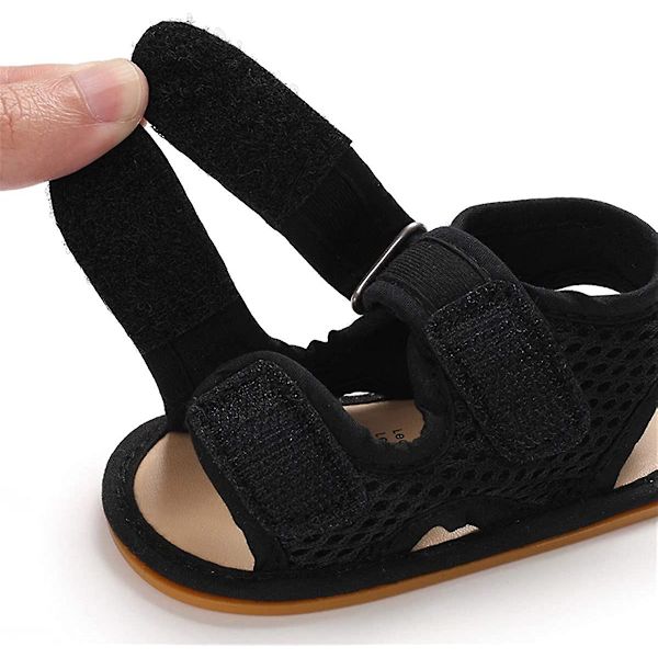Baby drenge piger sommer sandaler blød sål lærred lukket tå småbørn spædbarn udendørs gåsko f black 12-18 months toddler