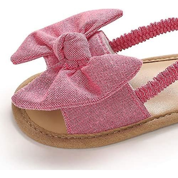 Spædbarn Baby Piger Sommersandaler Med Blomst Blød Sål Nyfødt Toddler Første Walker Krybbe Kjole Sko 09 pink 6-12 months infant