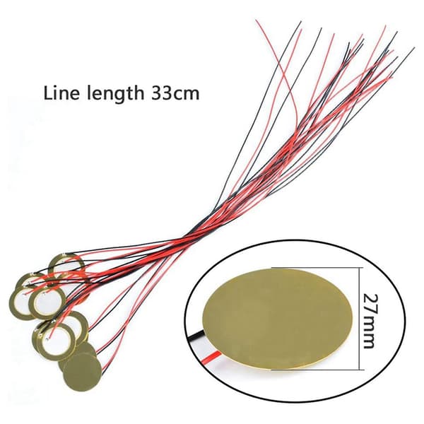 30 st 27 mm Piezo-skivor med ledningar Mic Drum Trigger Akustisk Pickup för Akustisk Gitarr