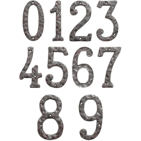 Rustik adresshusnummer, 5,5 tums hamrad yta, färg 2, nummer 4