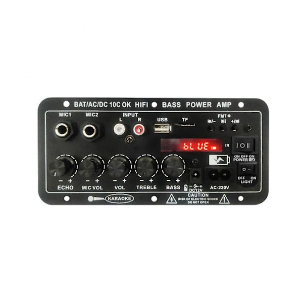 Digital Bluetooth Stereo Förstärkarkort Subwoofer Dubbla Mikrofoner Karaoke Bilförstärkare Högtalare 24v 220v EU-kontakt