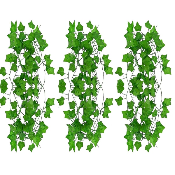 3-pack konstgjord murgröna, 6,4 meter konstgjord murgröna konstgjorda växter gröna blad hängande vinväxtdekoration för hem kök