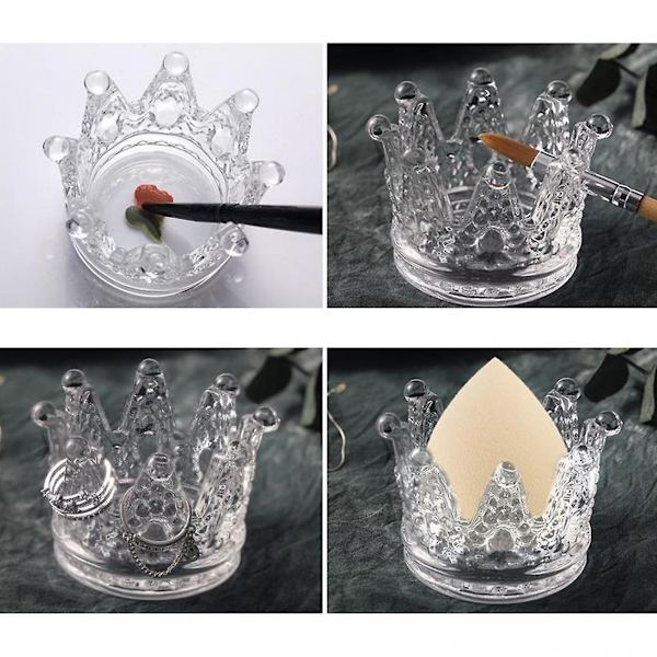 2x Crown Crystal Nail Art Dappen Dish Pen Holder Glas Dapping Skål Kopp För Flytande Akryl Pulver Diy Utrustning
