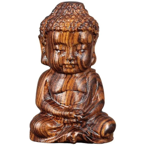 Lille Buddha-statue Træskåret håndlavet stående Buddha-statue Munkefigur Keramisk Buddha Stat