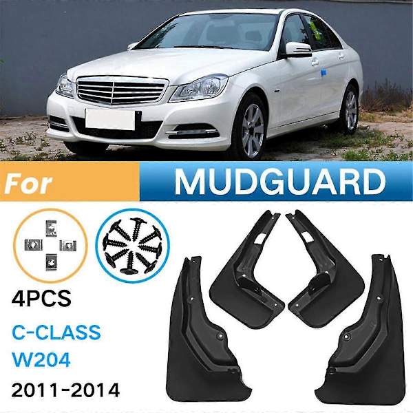 4 stk. Bil Skjold Mud Flaps Splash Mud Guard for W204 C-Klasse 2011-2014 C180 C200 C300