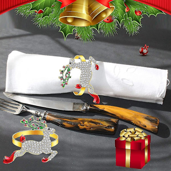 Tal 8 stk. juleserviettringer til spiseborddekking - Rustikk middagsborddekorasjon for bryllupsmottakelser, jul, Thanksgiving Ho