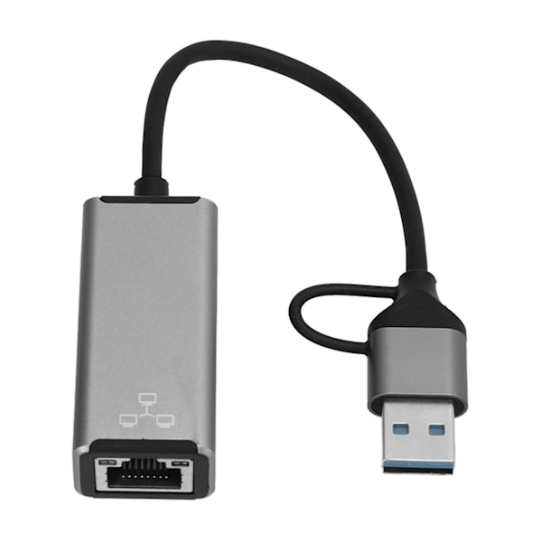 Type-C-Ethernet-sovitin USB A RJ45 -verkko kannettaville tietokoneille, tableteille ja matkapuhelimille