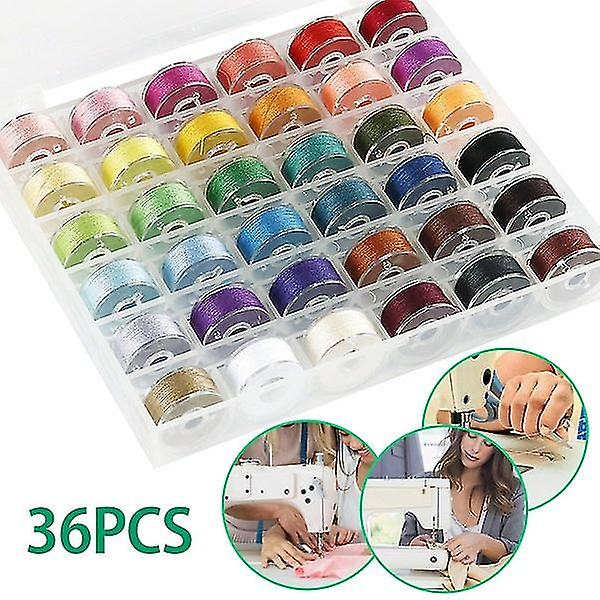 36 Pcs/set Bobbins And Sewing Thread With Case And Soft Measuring Tapes-36 Colors