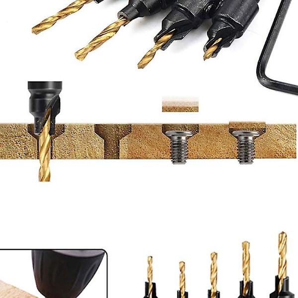 10 st Fassformade Korkstansar Chamfer Cutter Borrbitar Countersunk Bit Borr 1/4 tum Hexagonnyckel