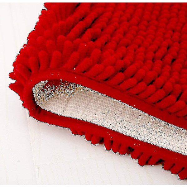 Super blødt absorberende skridsikkert mikrofiber chenille bademåtte, rød