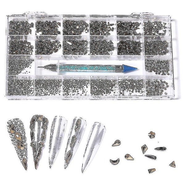 Krystall neglekunstsett Rhinestone Gem Multi-shape Jewels For Nail Art Diy Craft