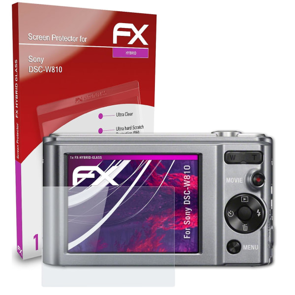 atFoliX Panserfolie kompatibel med Sony DSC-W810 Glassfolie 9H Schutzpanzer
