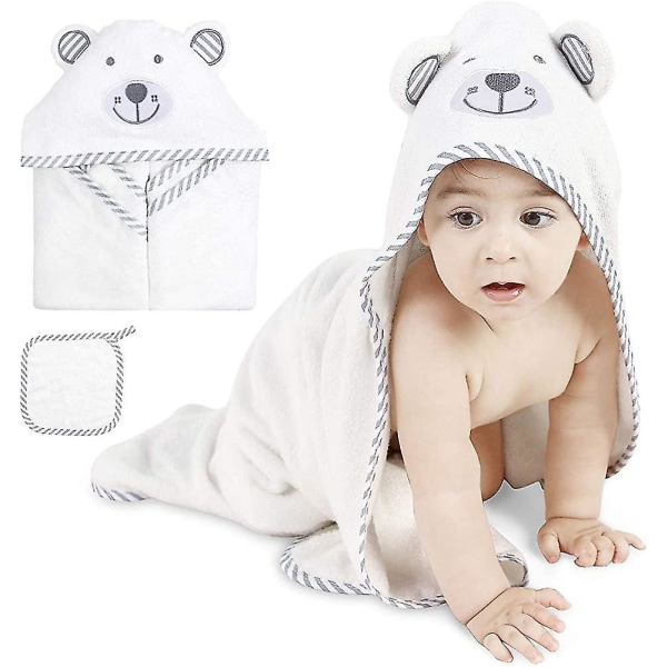 Baby hættehåndklæde, 100 % økologisk bambus baby badehåndklæde, ekstra absorberende