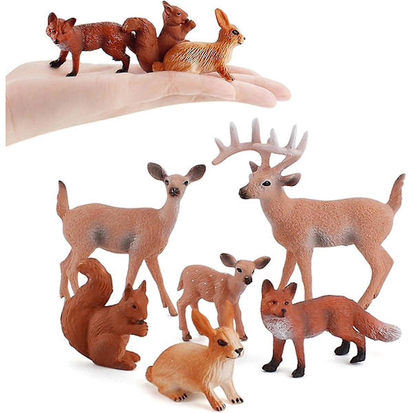 Figurer Dyrefigurer, 6 stk Miniatyr Dyrefigurer Modell Realistiske Plast Ville Dyr Kake Topper For Hjem Rom Dekor