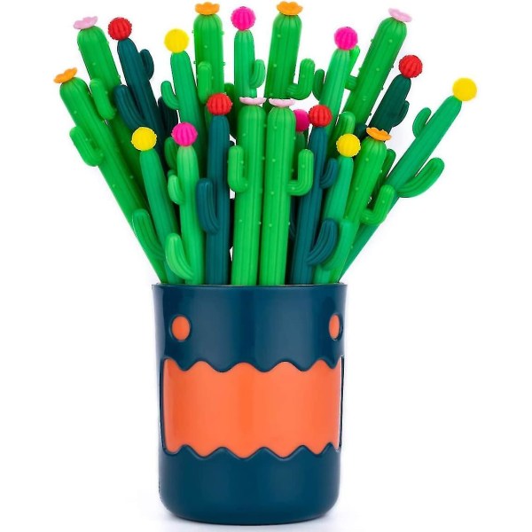 Cactus Black Ink-penner, 20 stk sett, søt Journaling Moro Bulk Gel-penner For Barn Kontor Skoleutstyr tilfeldig farge