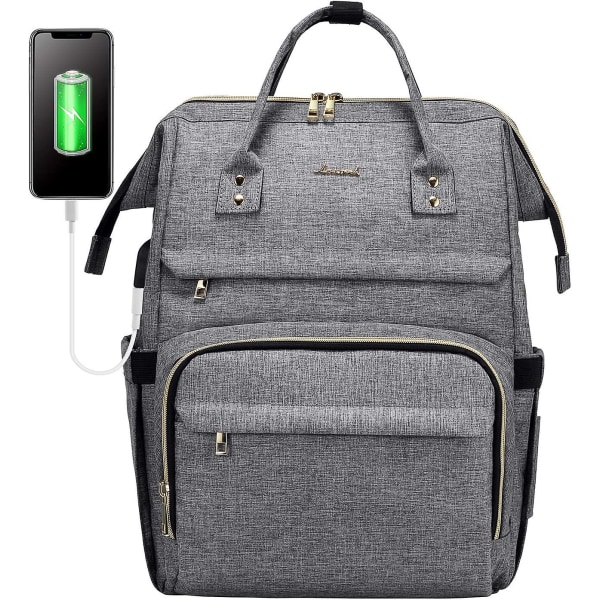 Laptop ryggsäck dam 15,6 tum med USB laddningsport Vattentät skolväskor