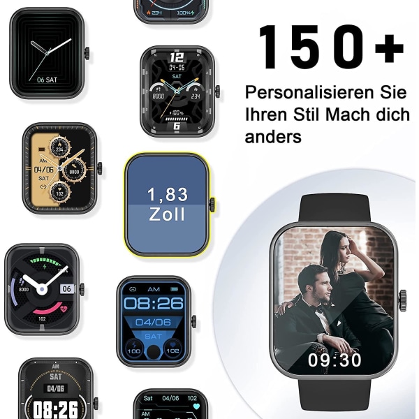 Smart Watch, Bluetooth Pulsmåling Søvnovervågning (1,83 Tommer)