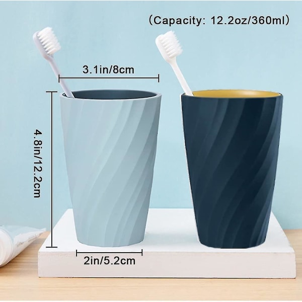 Outdoor Wash Cup kierteinen suuvesikuppi Liukumaton pari muovikuppi (vaaleansininen ja tummansininen) 2 kpl