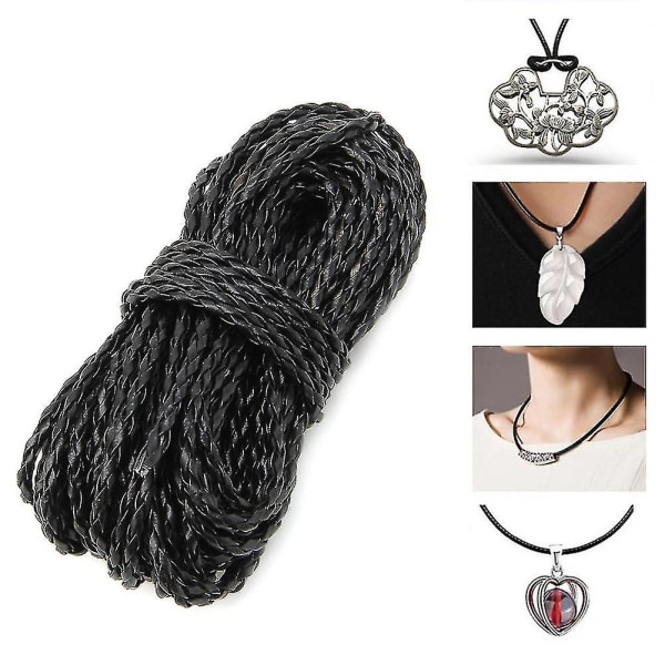 9 m sort læder flettet snor kæde 3 mm halskæde reb til smykker