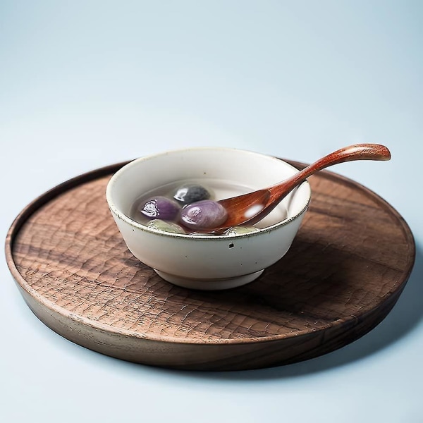 Puiset lusikat, 4 kpl pyöreä japanilaistyylinen käsintehty Nanmu puinen keitto lyhytkahvainen lasten riisijälkiruoan keittolusikka keittiön set