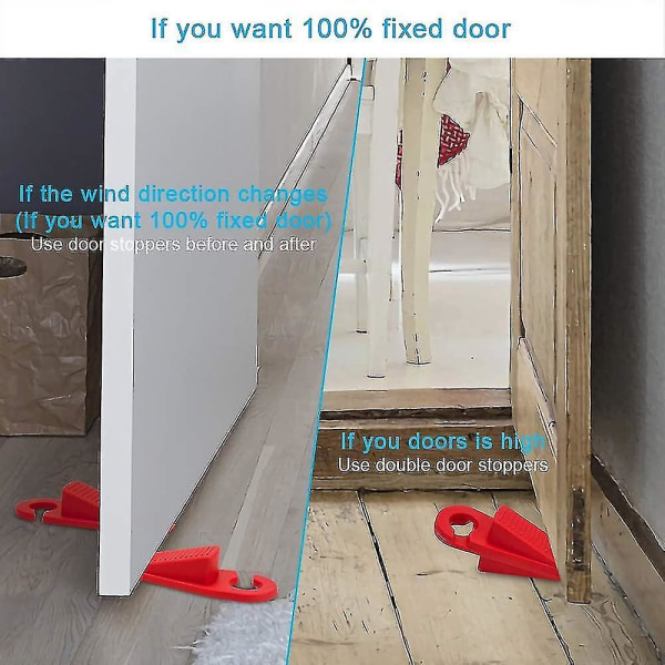 Gummikroktype dørstopper, dørstopper fungerer på alle gulvoverflater, kontroller størrelsen på døråpningene og forhindrer låsing, 2-pakning (taupe)