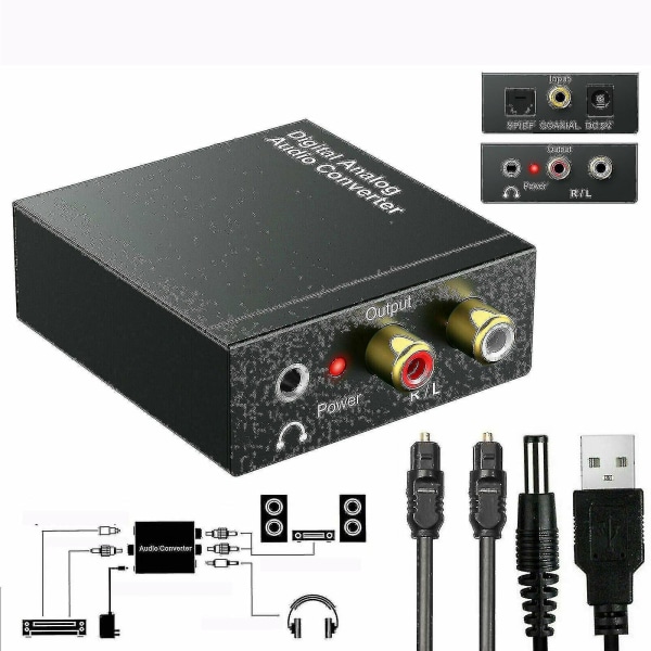 Optical Coaxial Toslink Digital To Analog Audio Converter Adapter Rca 3.5mm L/r